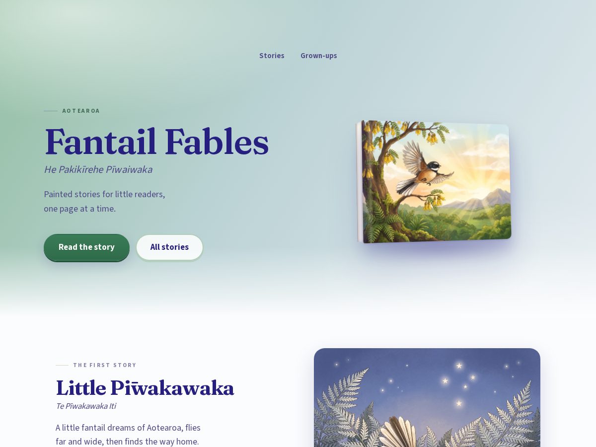 Landing-page snapshot of fantailfables.com