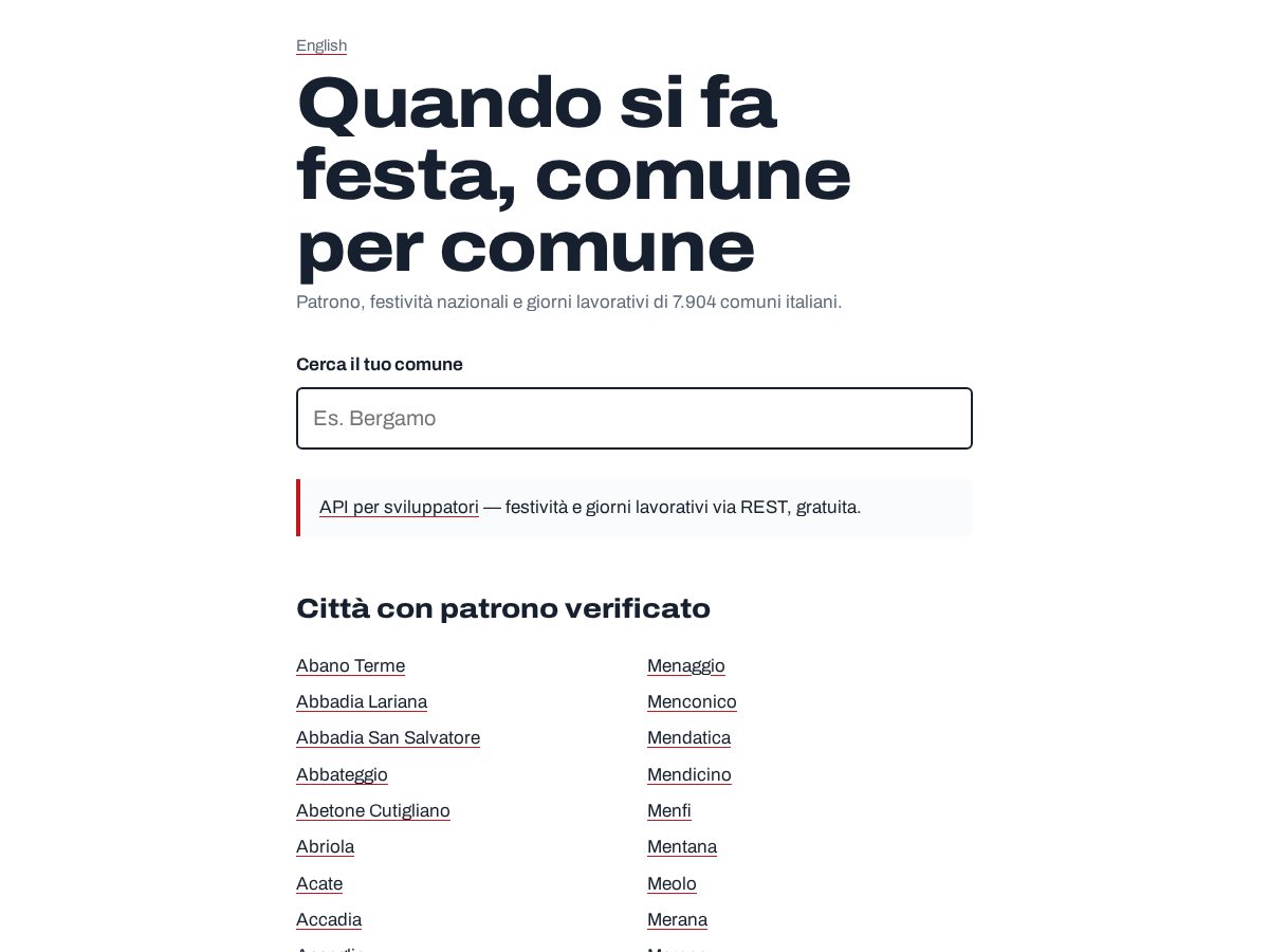 Landing-page snapshot of festivitaitalia.com