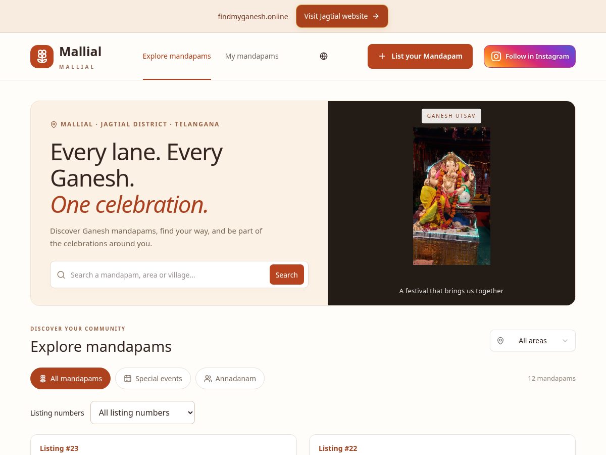 Landing-page snapshot of findmymallial.online
