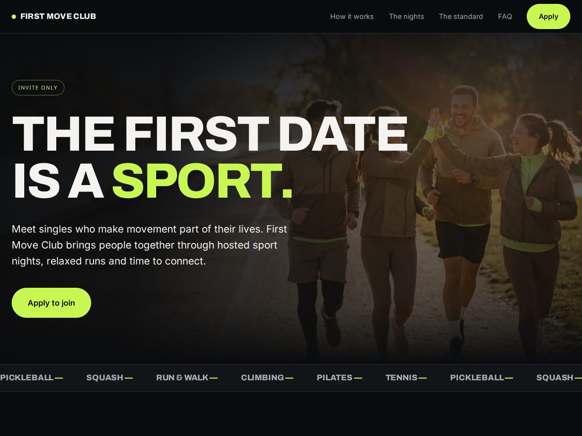 Landing-page snapshot of firstmoveclub.com