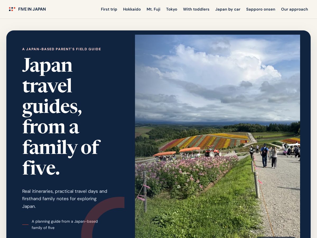 Landing-page snapshot of fiveinjapan.com