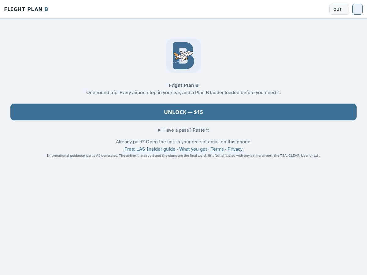 Landing-page snapshot of flightplanb.com