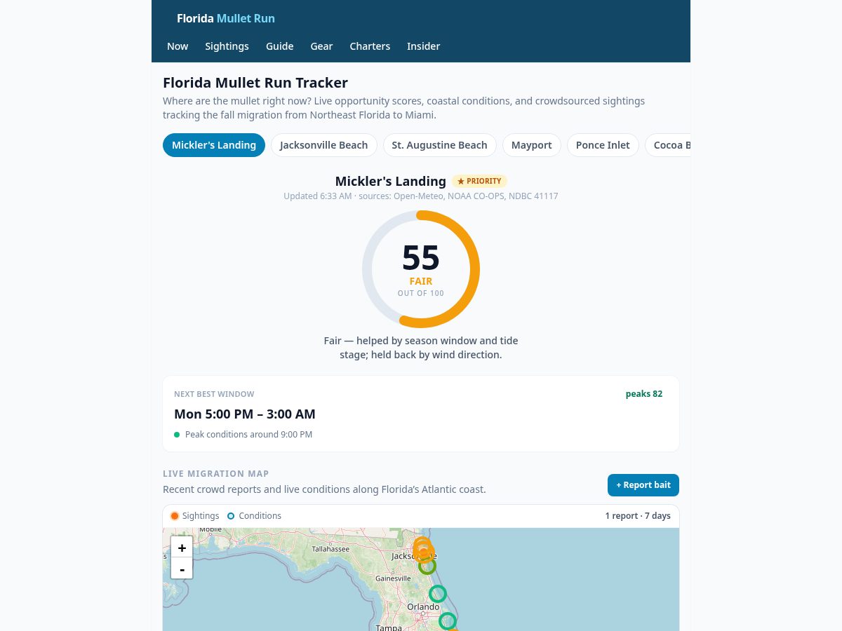 Landing-page snapshot of floridamulletrun.com
