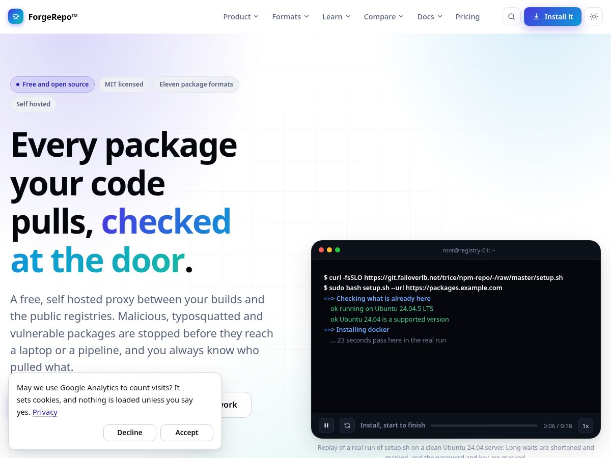 Landing-page snapshot of forgerepo.net