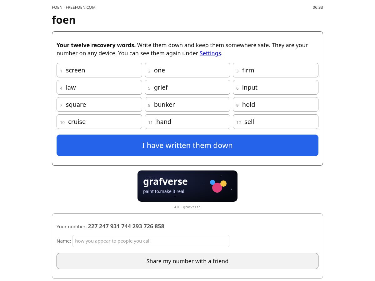 Landing-page snapshot of freefoen.xyz