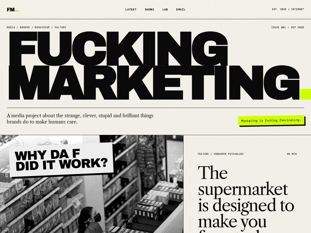 Landing-page snapshot of fuckingmarketing.com