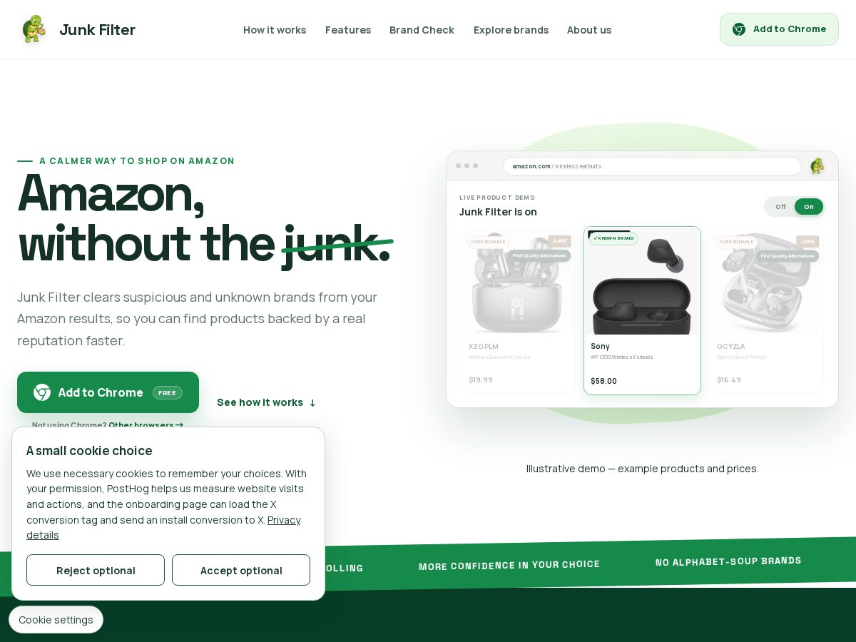 Landing-page snapshot of getjunkfilter.com