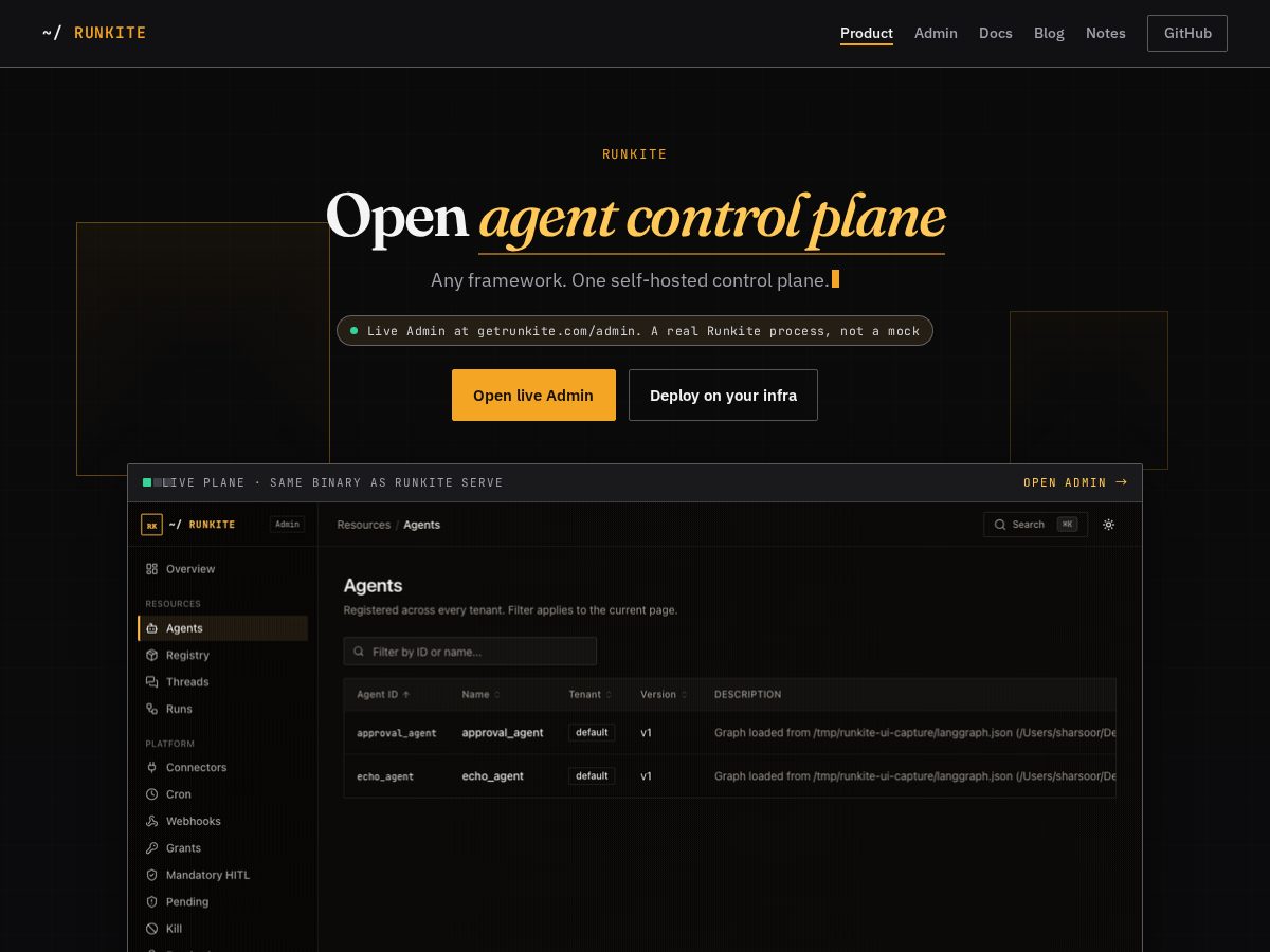 Landing-page snapshot of getrunkite.com