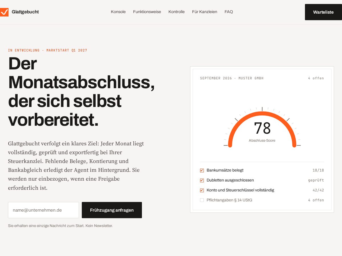 Landing-page snapshot of glattgebucht.com