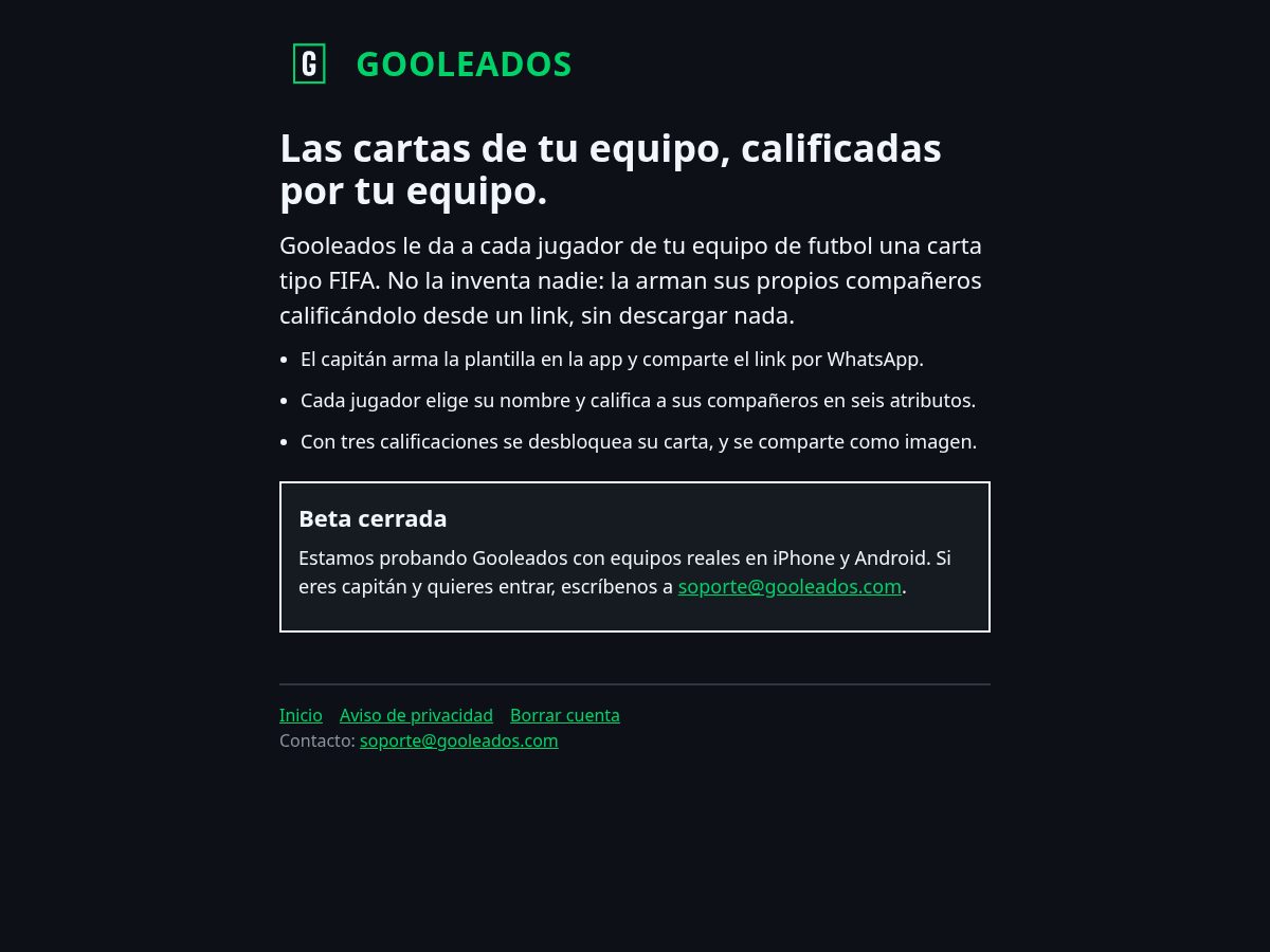 Landing-page snapshot of gooleados.com