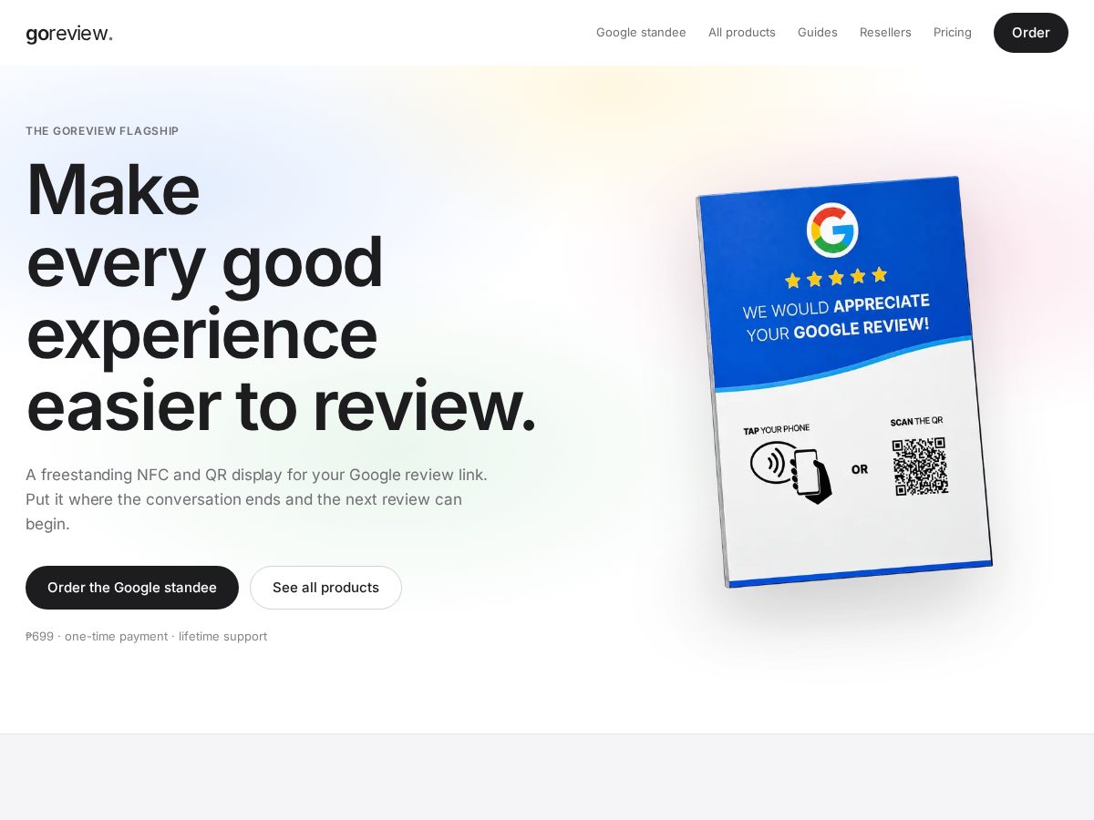 Landing-page snapshot of goreview.site