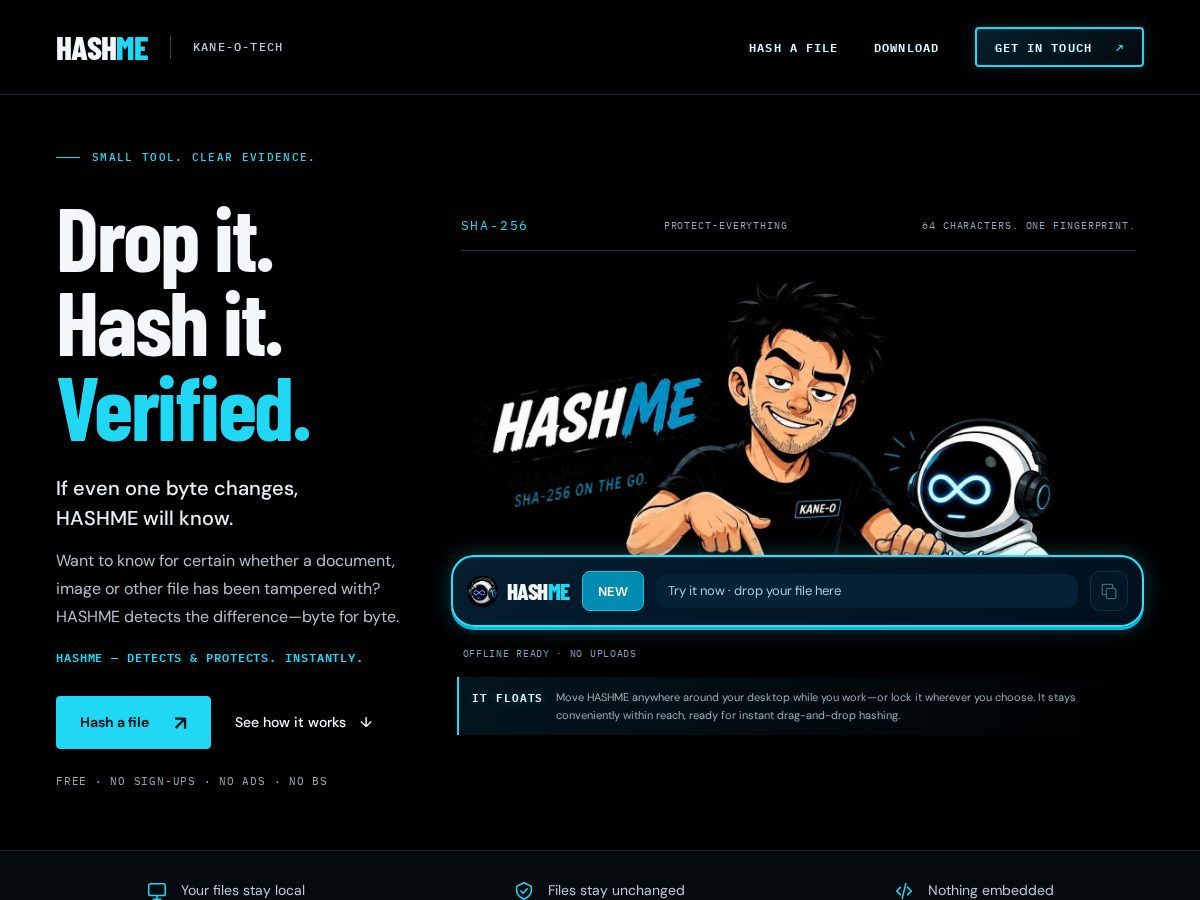 Landing-page snapshot of hashme.online