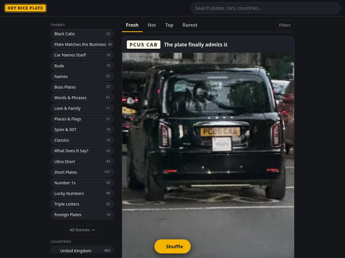 Landing-page snapshot of heyniceplate.com