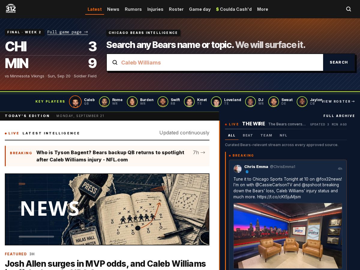 Landing-page snapshot of huddle312.com
