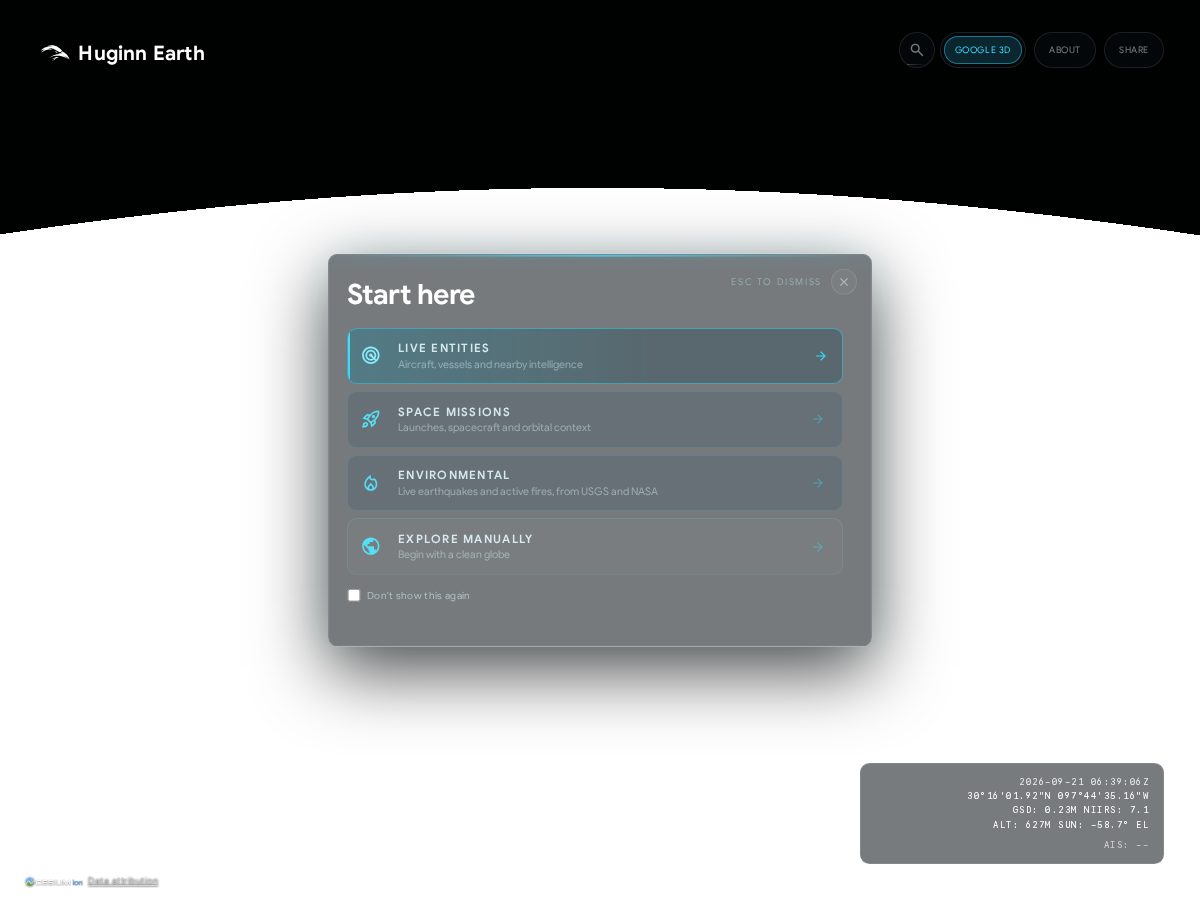 Landing-page snapshot of huginn-earth.com