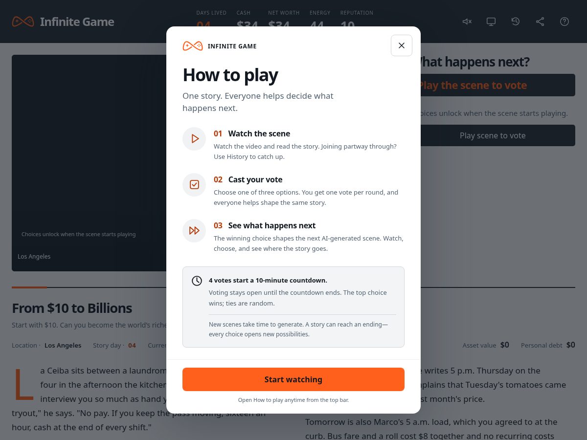 Landing-page snapshot of infinitegame.video