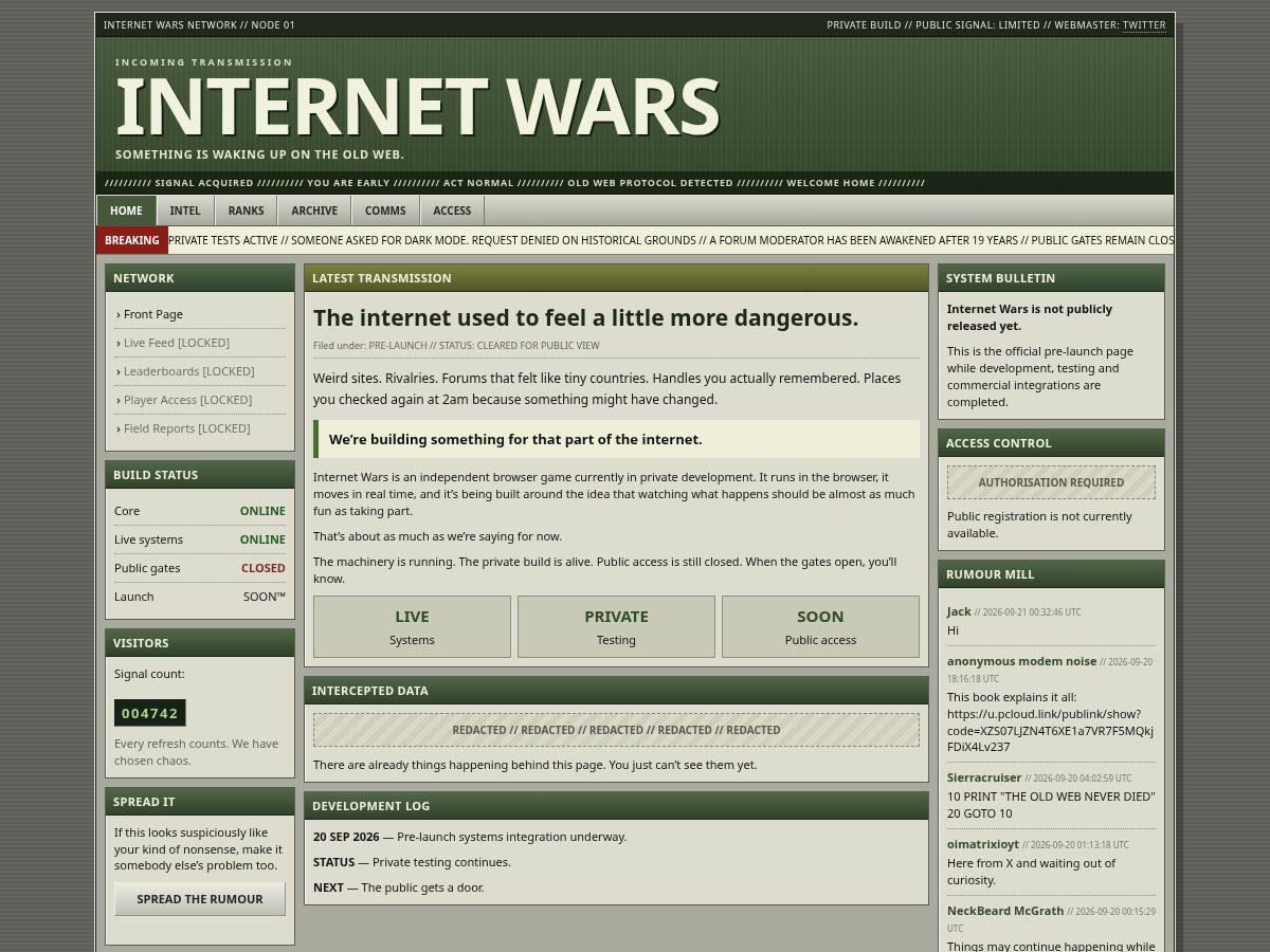 Landing-page snapshot of internetwars.lol
