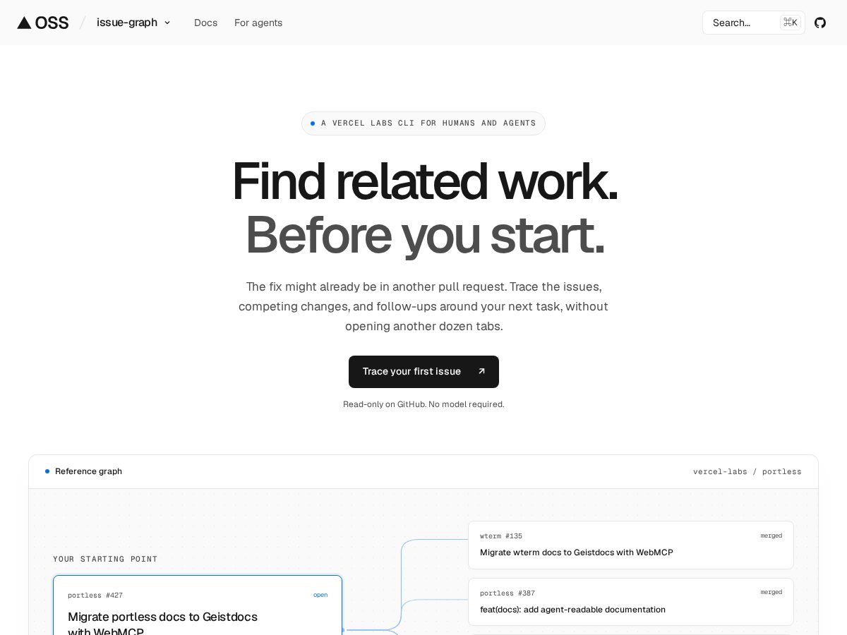 Landing-page snapshot of issue-graph.dev