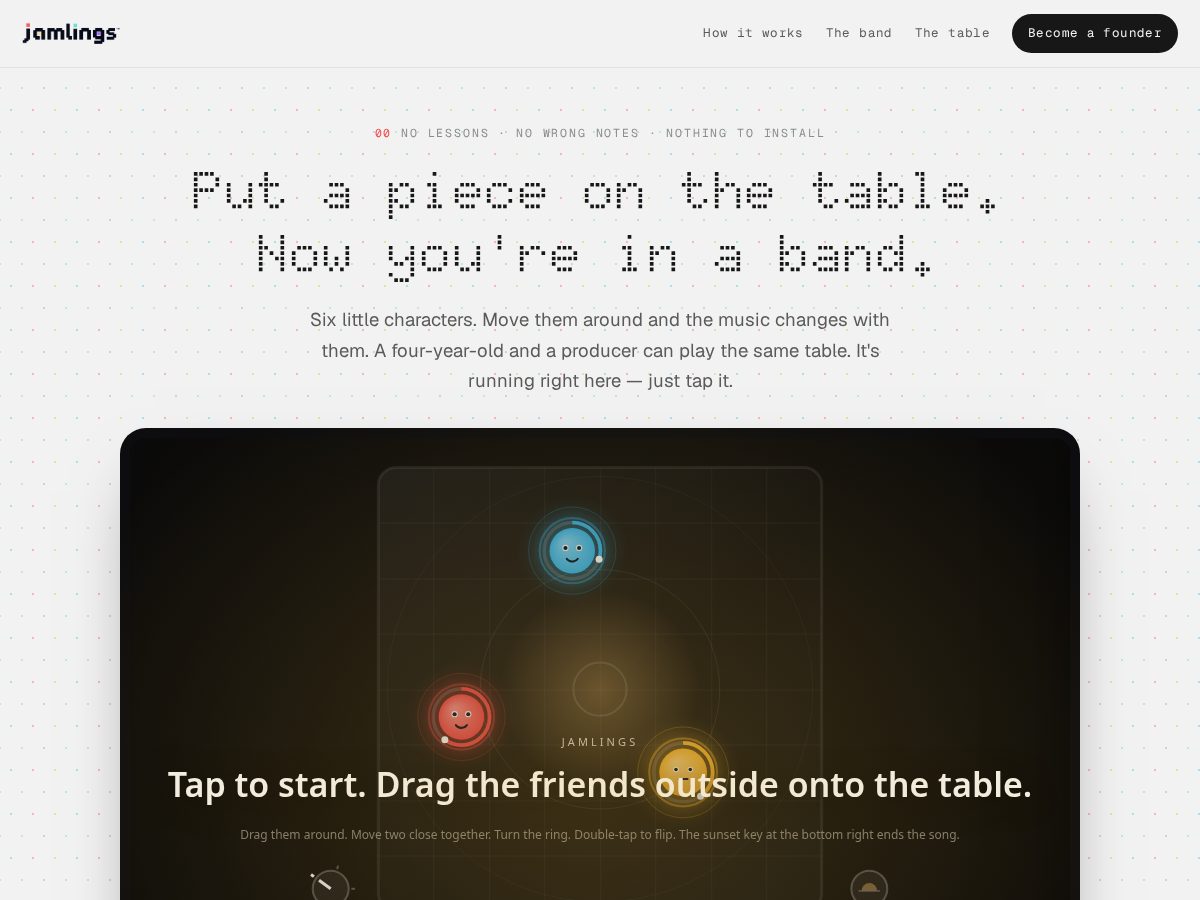 Landing-page snapshot of jamlings.com