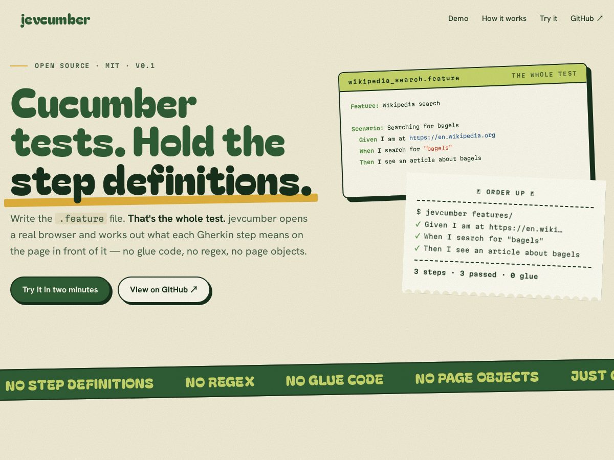 Landing-page snapshot of jevcumber.com
