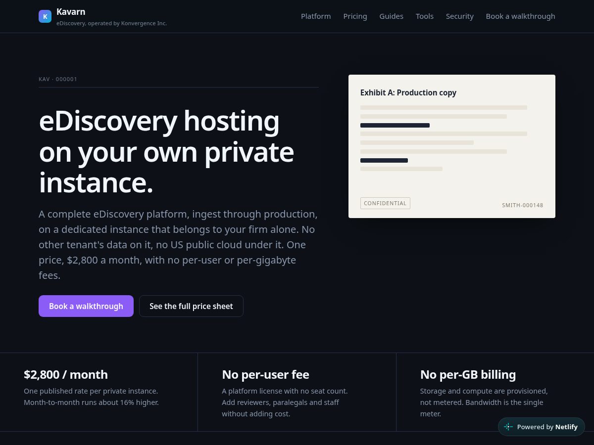 Landing-page snapshot of kavarn.com