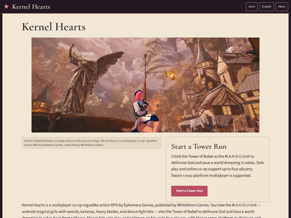 Landing-page snapshot of kernelhearts.info