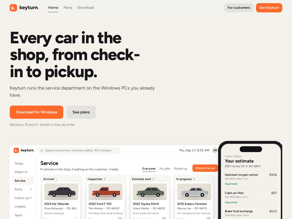 Landing-page snapshot of keyturnapp.com