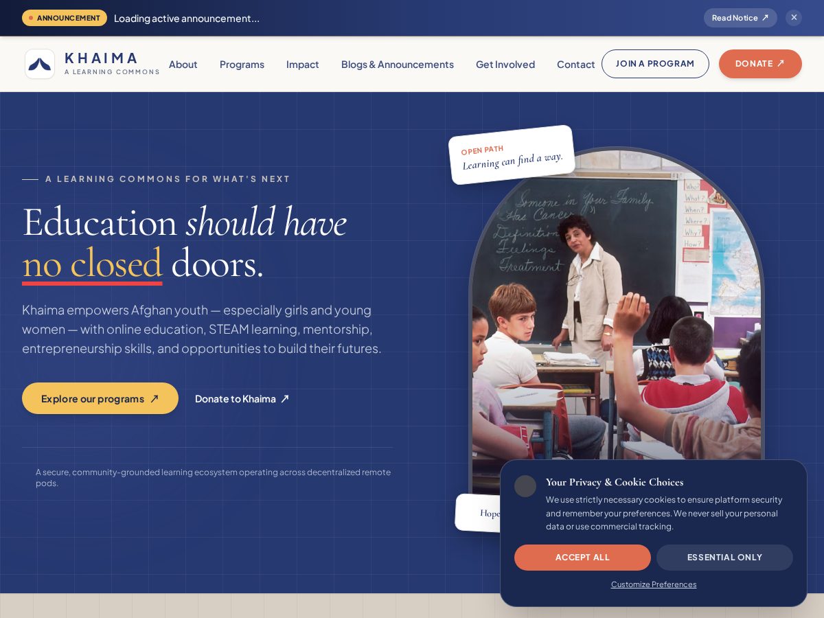 Landing-page snapshot of khaima.ngo