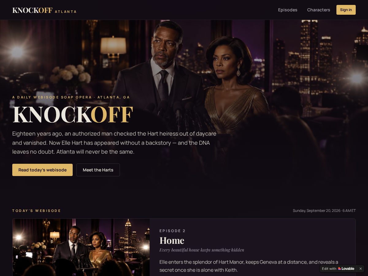 Landing-page snapshot of knockoffweb.com