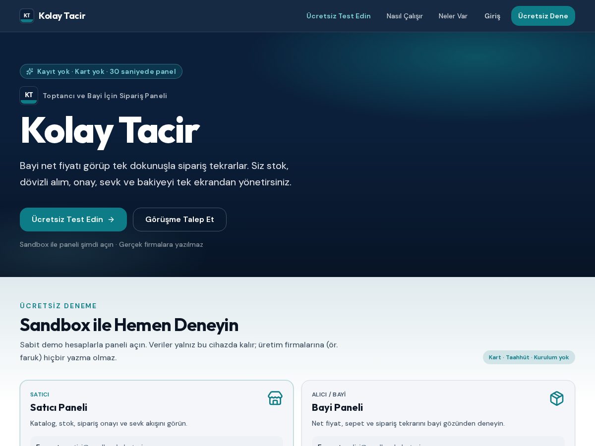 Landing-page snapshot of kolaytacir.com