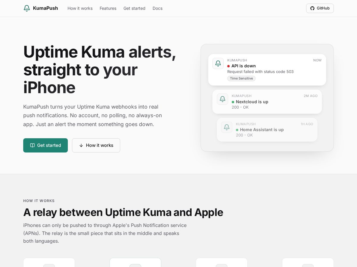 Landing-page snapshot of kumapush.com