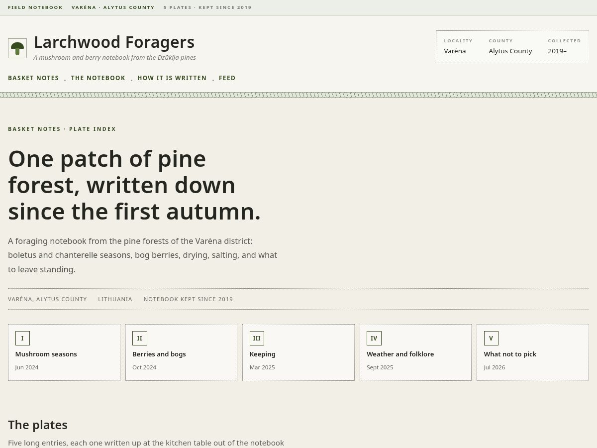 Landing-page snapshot of larchwoodforagers.com