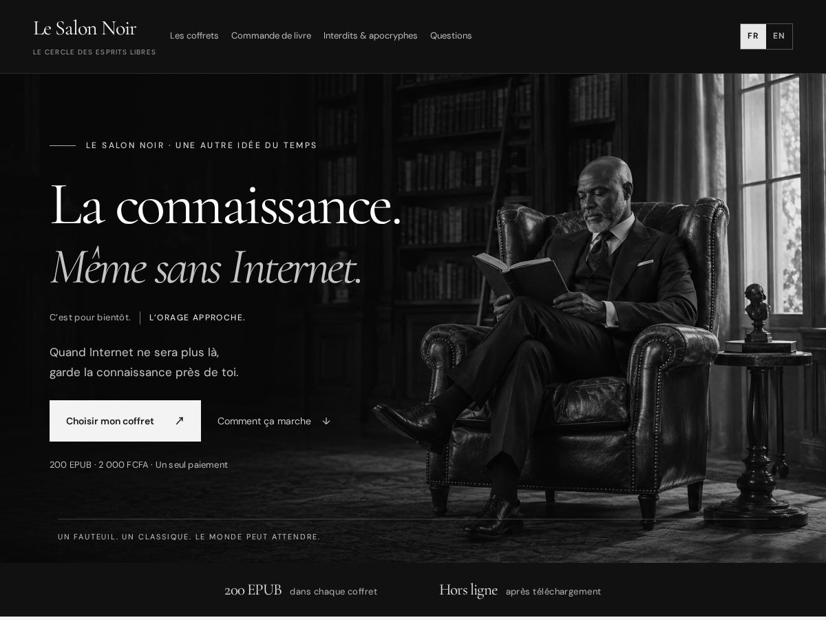 Landing-page snapshot of le-salon-noir.com