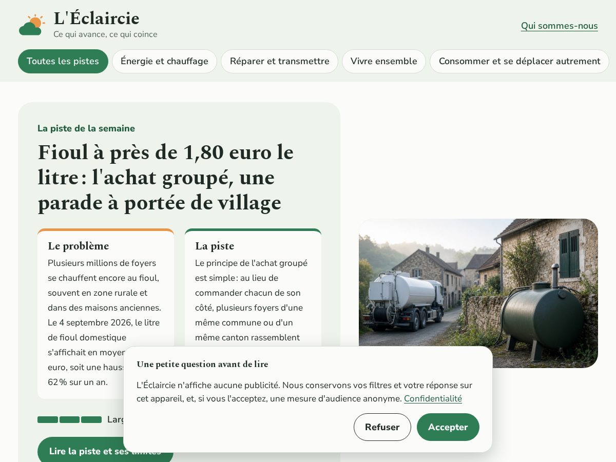 Landing-page snapshot of leclaircie.info