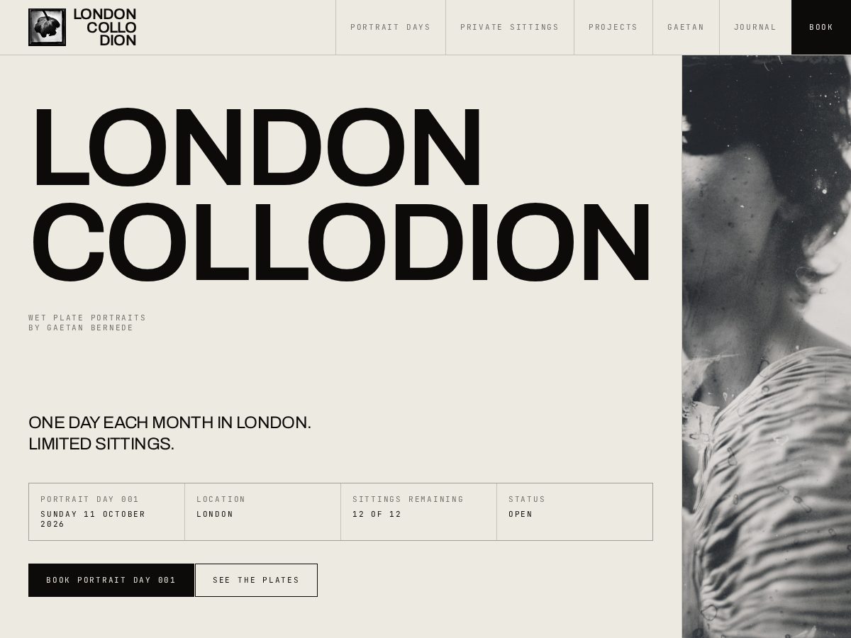 Landing-page snapshot of londoncollodion.com