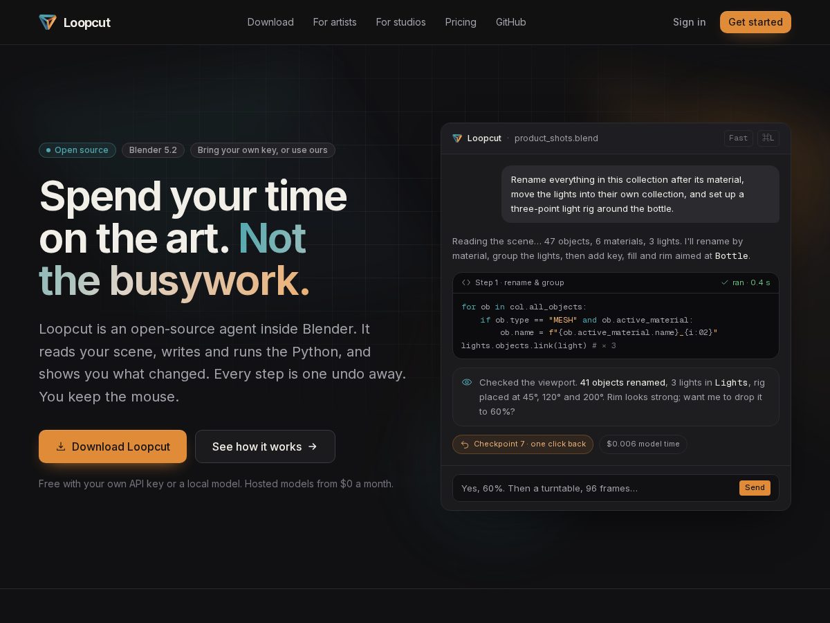 Landing-page snapshot of loopcut.org