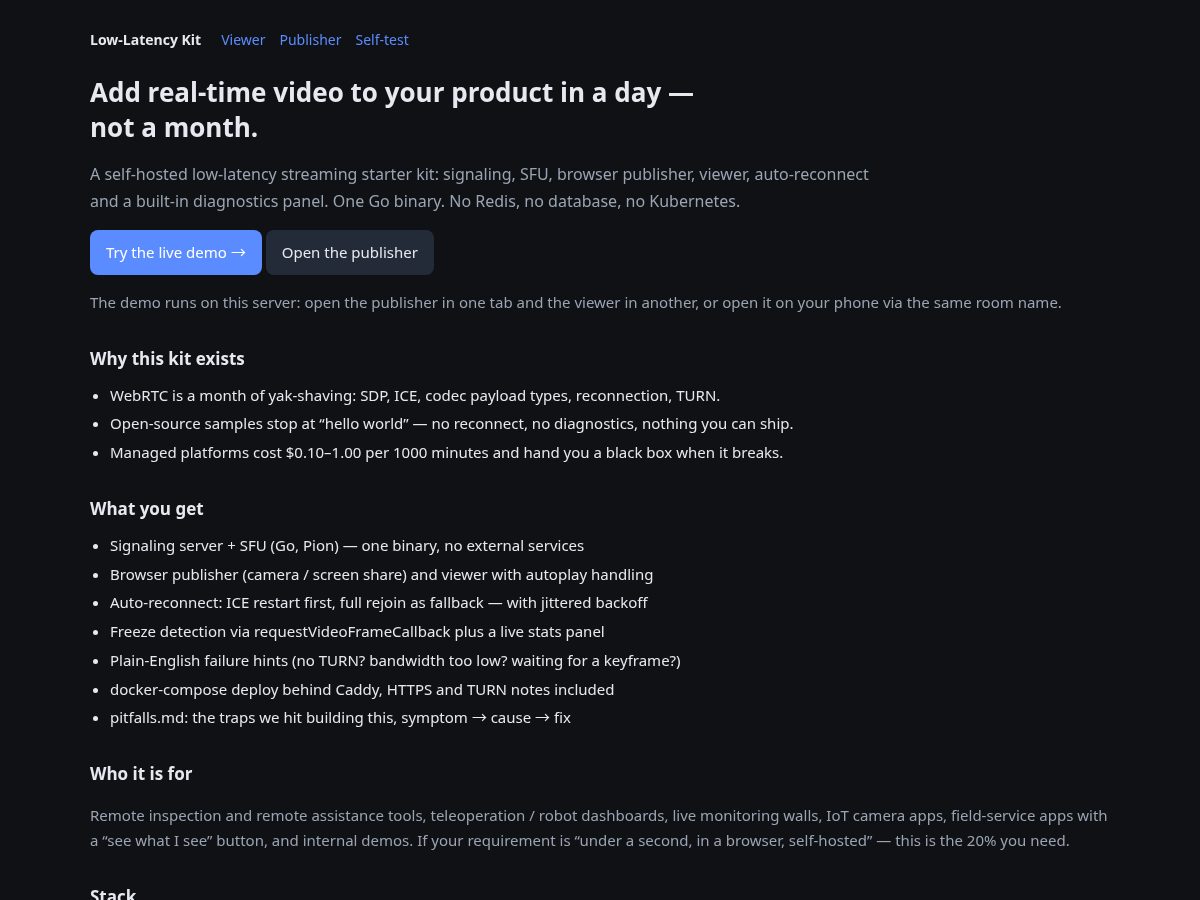 Landing-page snapshot of lowlatencykit.com