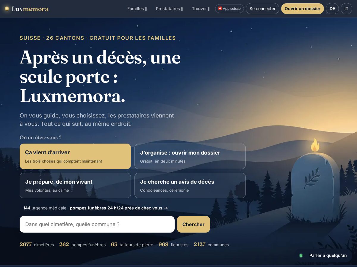 Landing-page snapshot of luxmemora.com