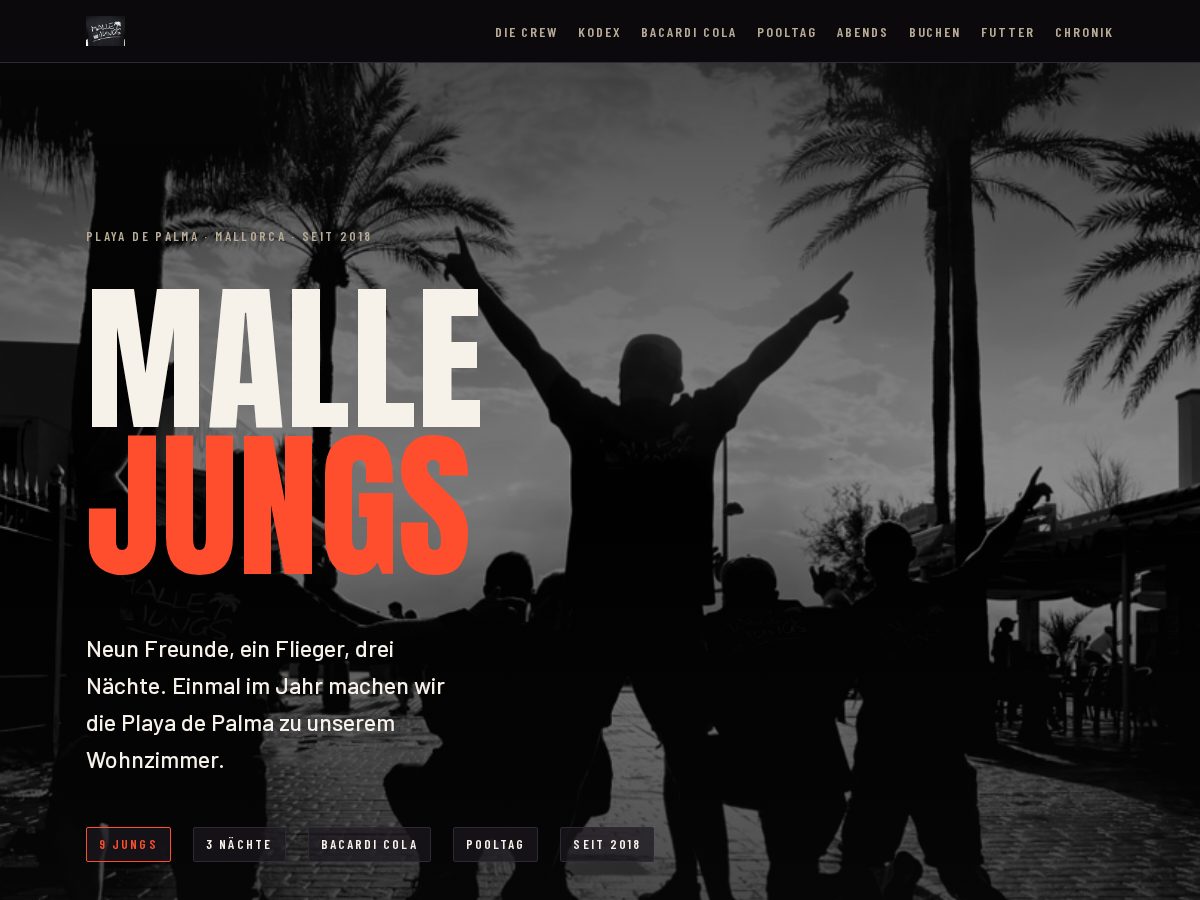 Landing-page snapshot of mallejungs.com