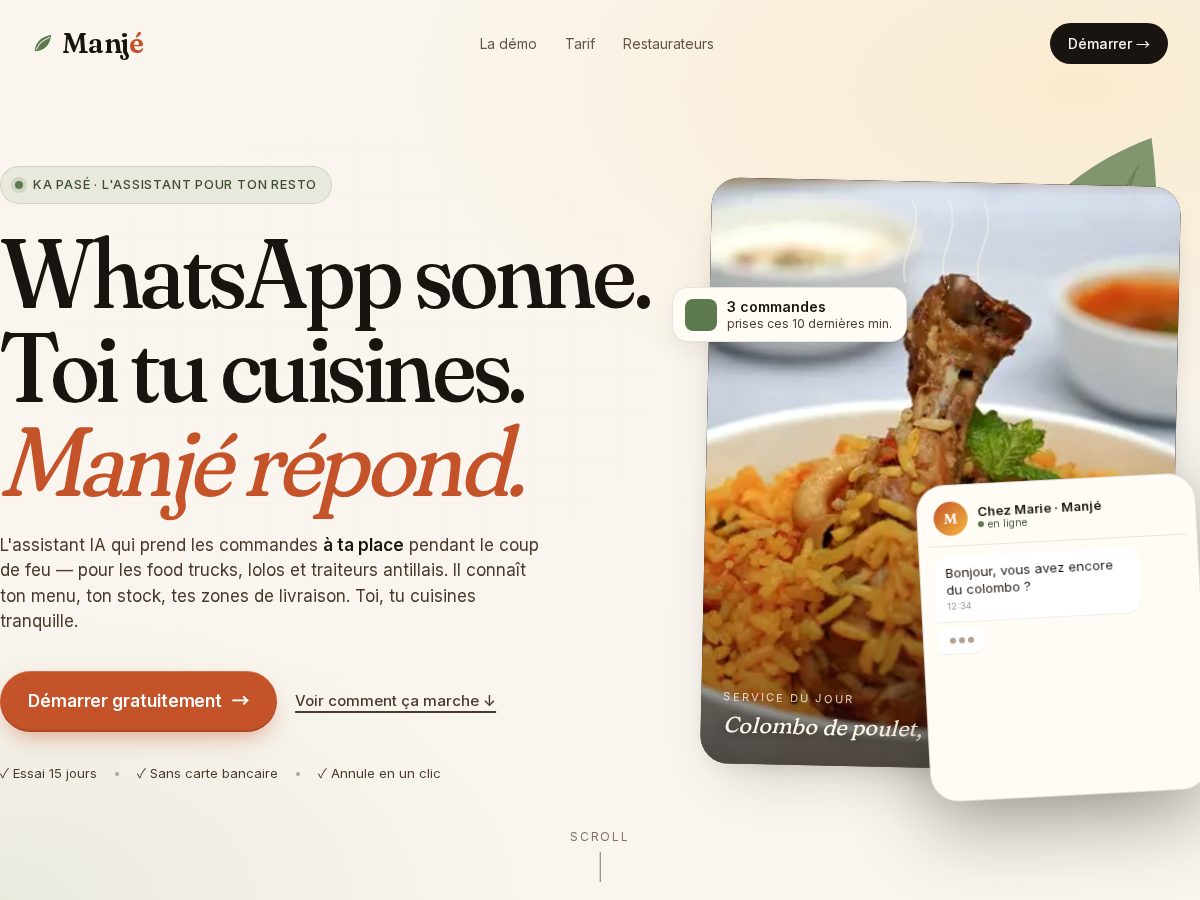Landing-page snapshot of manje.shop