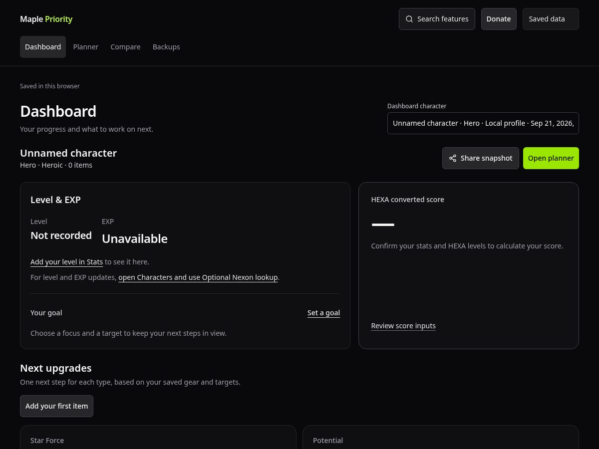 Landing-page snapshot of maplepriority.com