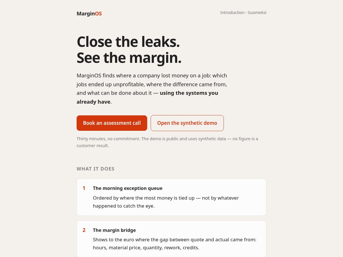 Landing-page snapshot of marginos.net