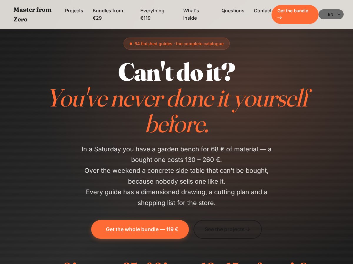 Landing-page snapshot of masterfromzero.com