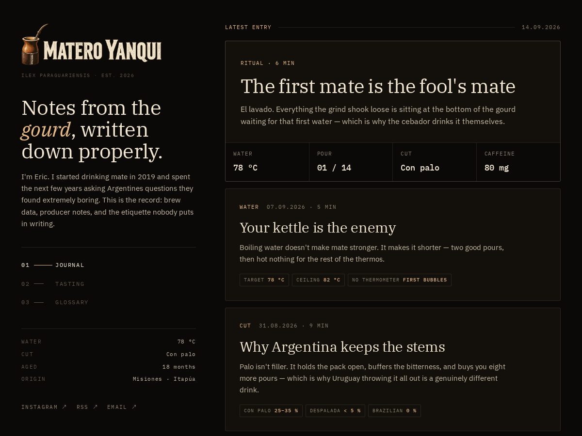 Landing-page snapshot of materoyanqui.com