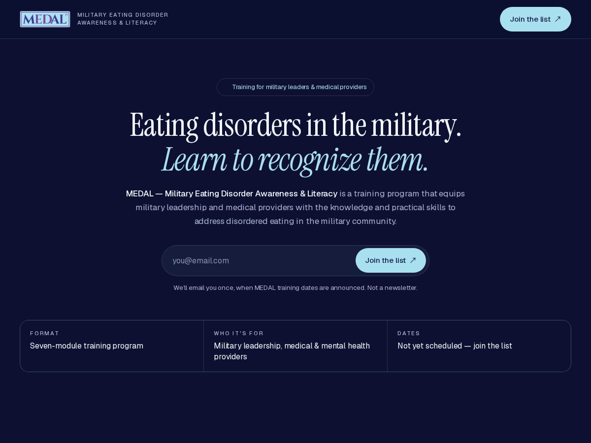 Landing-page snapshot of medalinstitute.org
