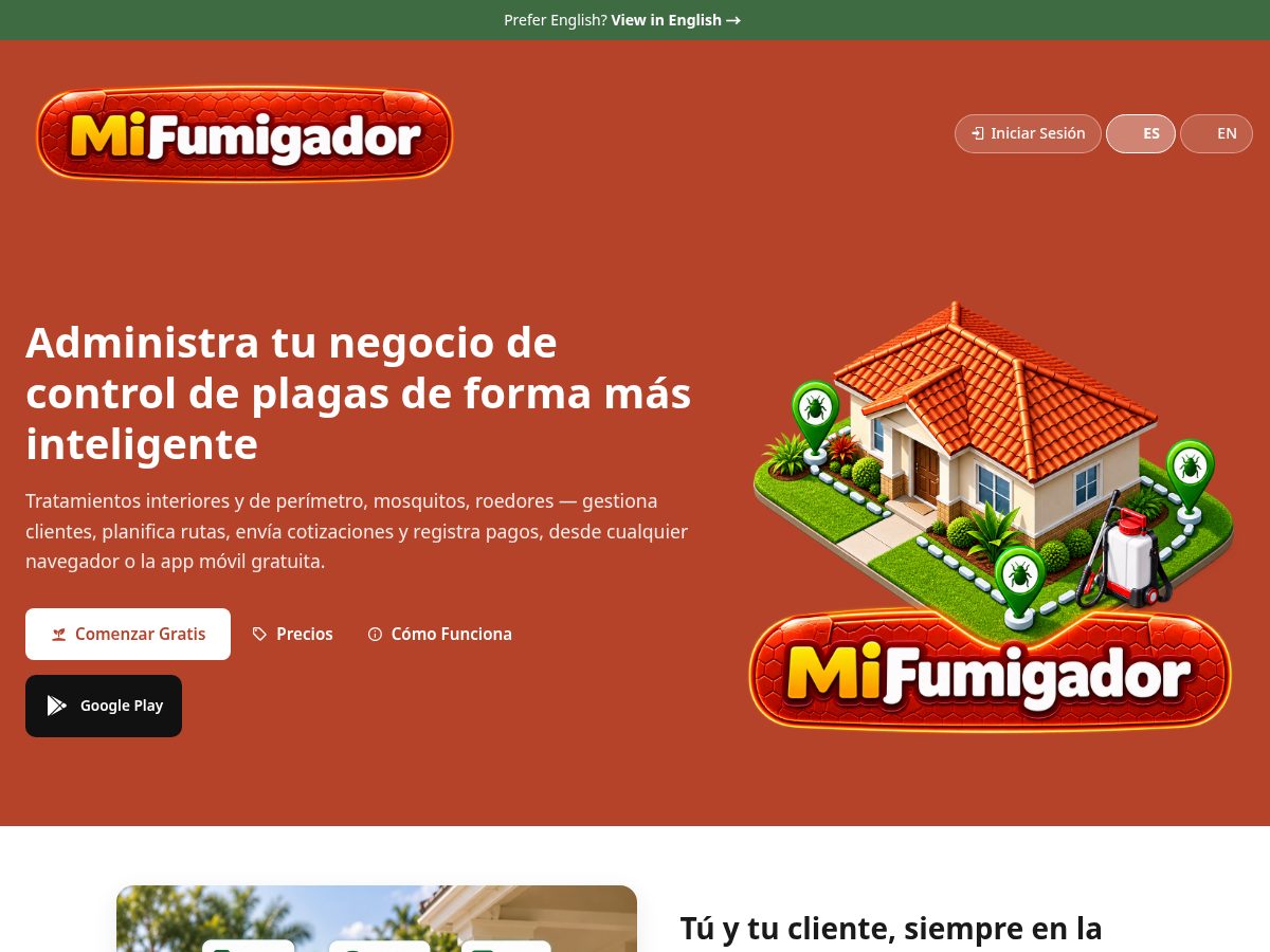 Landing-page snapshot of mifumigador.com