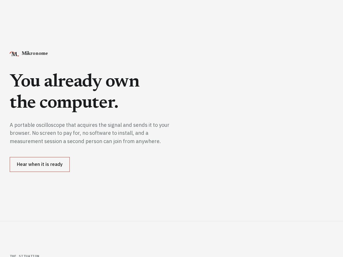 Landing-page snapshot of mikronome.com