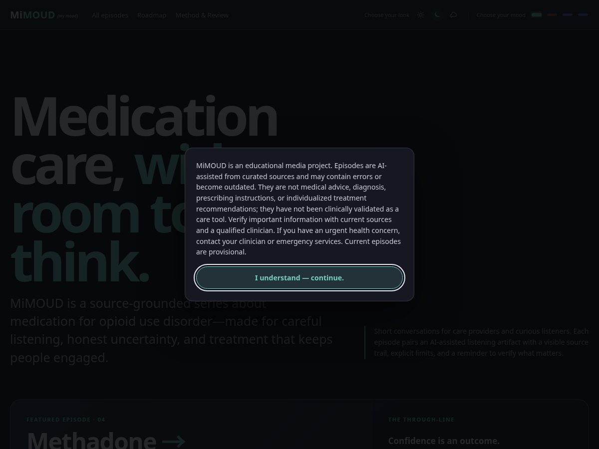 Landing-page snapshot of mimoud.info