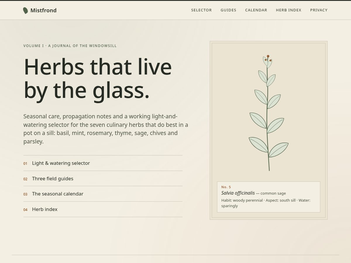 Landing-page snapshot of mistfrond.space