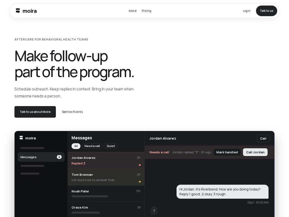 Landing-page snapshot of moiracare.com